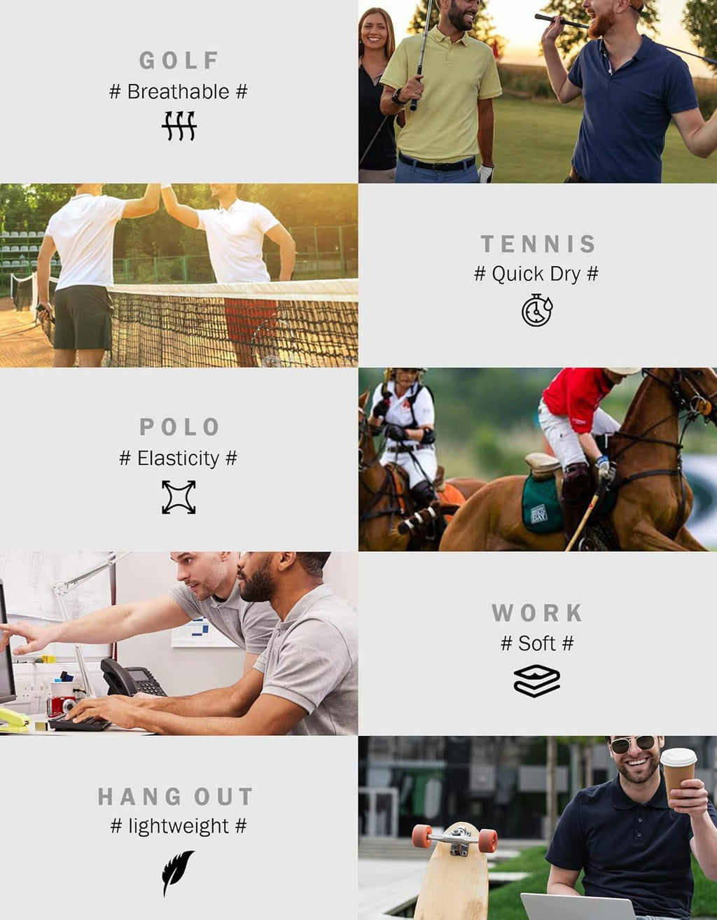 TELALEO Men's Polo Shirts - Quick Dry Short Sleeve Golf T-Shirts for Performance & Casual Workouts | 4/5 Pack