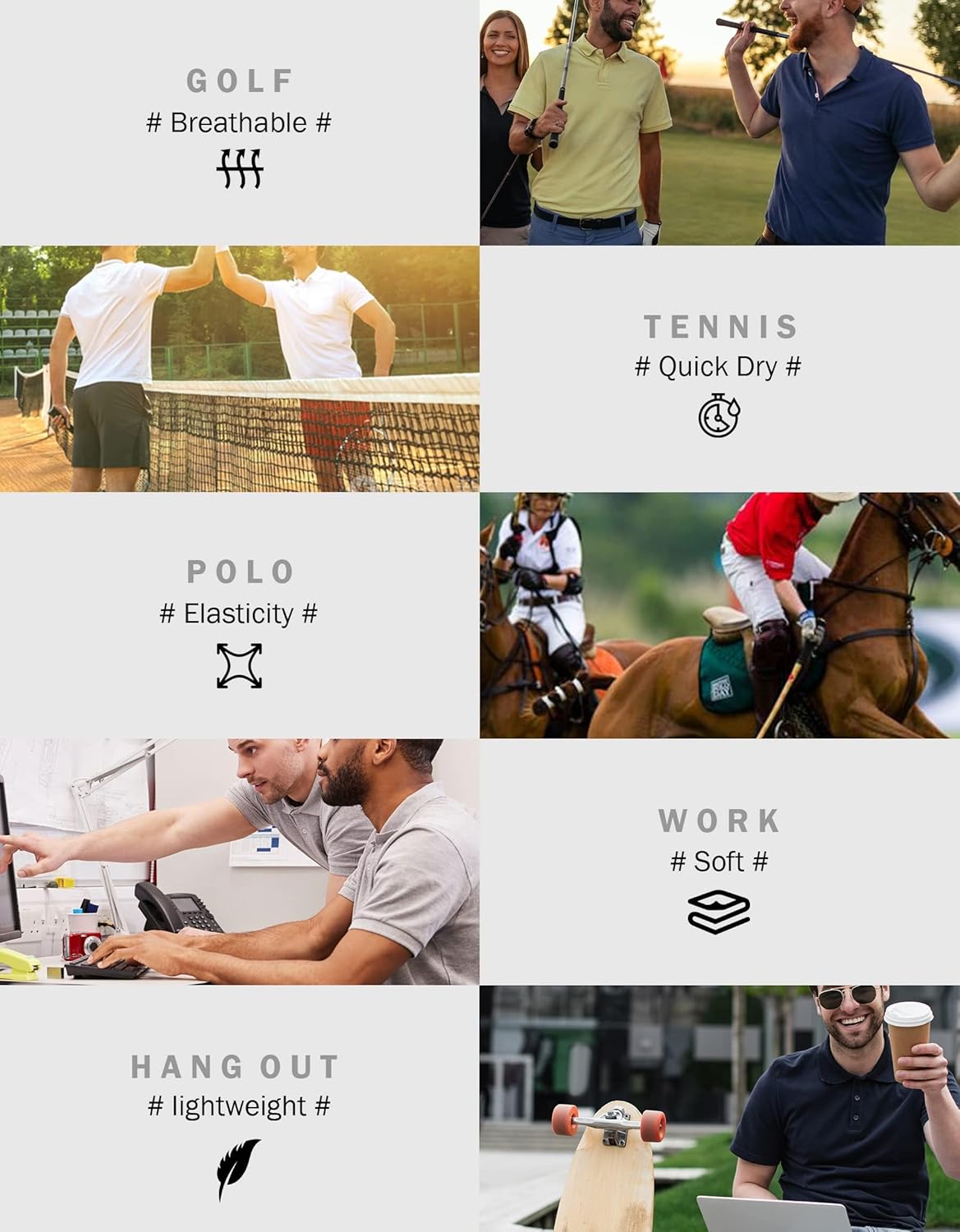 TELALEO Men's Polo Shirts - Quick Dry Short Sleeve Golf T-Shirts for Performance & Casual Workouts | 4/5 Pack