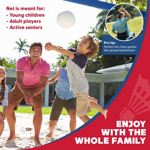 BOULDER Portable Badminton Pickleball Net - Foldable / Extendable Poles for Multiple Sports Heights (UP to 5 ft) - Ideal for Tennis, Pickleball, Soccer Tennis - Easy Setup (Blue, 17 FT)