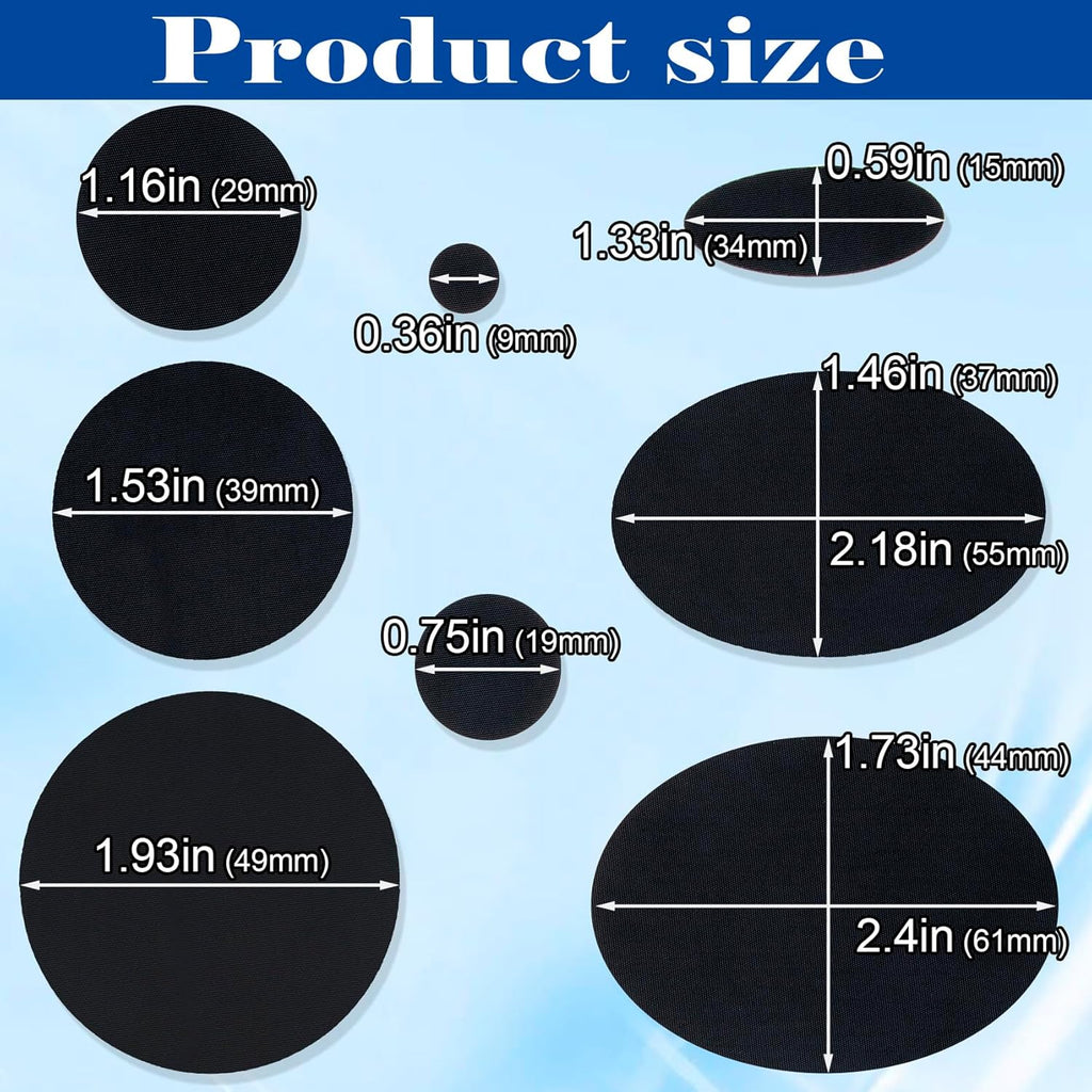 OIIKI Waterproof Puffer Down Jacket Repair Patches - 16pcs Self-Adhesive Nylon Fabric Stickers | Black