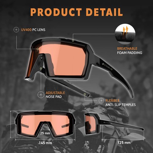 EYEGLAD Speedone Z87+ Safety Glasses, Safety Sport Sunglasses UV400 Anti Fog Impact Resistant Men Women Powersports Motorcycle Riding Sports warp (NOVA)