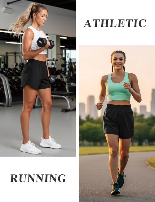 KPSUN Women's High Waisted Running Shorts - Lightweight Quick-Dry Gym Shorts with Zipper Pockets | 5" Length