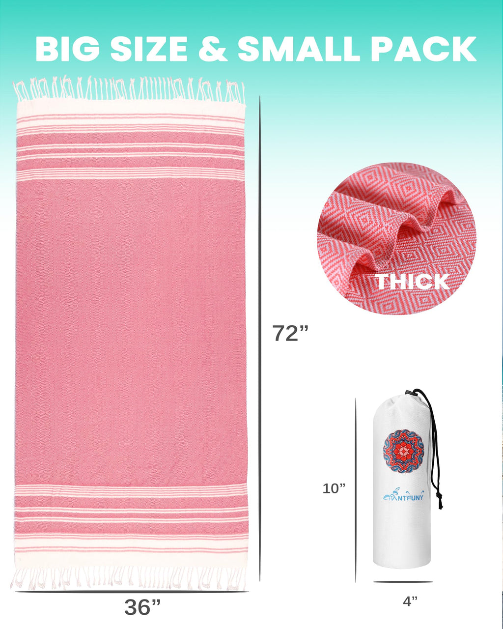 Antfuny 6 Packs Turkish Beach Towels Vacation Essentials Quick Dry Sand Free Soft Absorbent Extra Large XL Big Blanket Adult Oversized Bath Pool Swim Towel Set Bulk Multipack Thin Sandless Fast