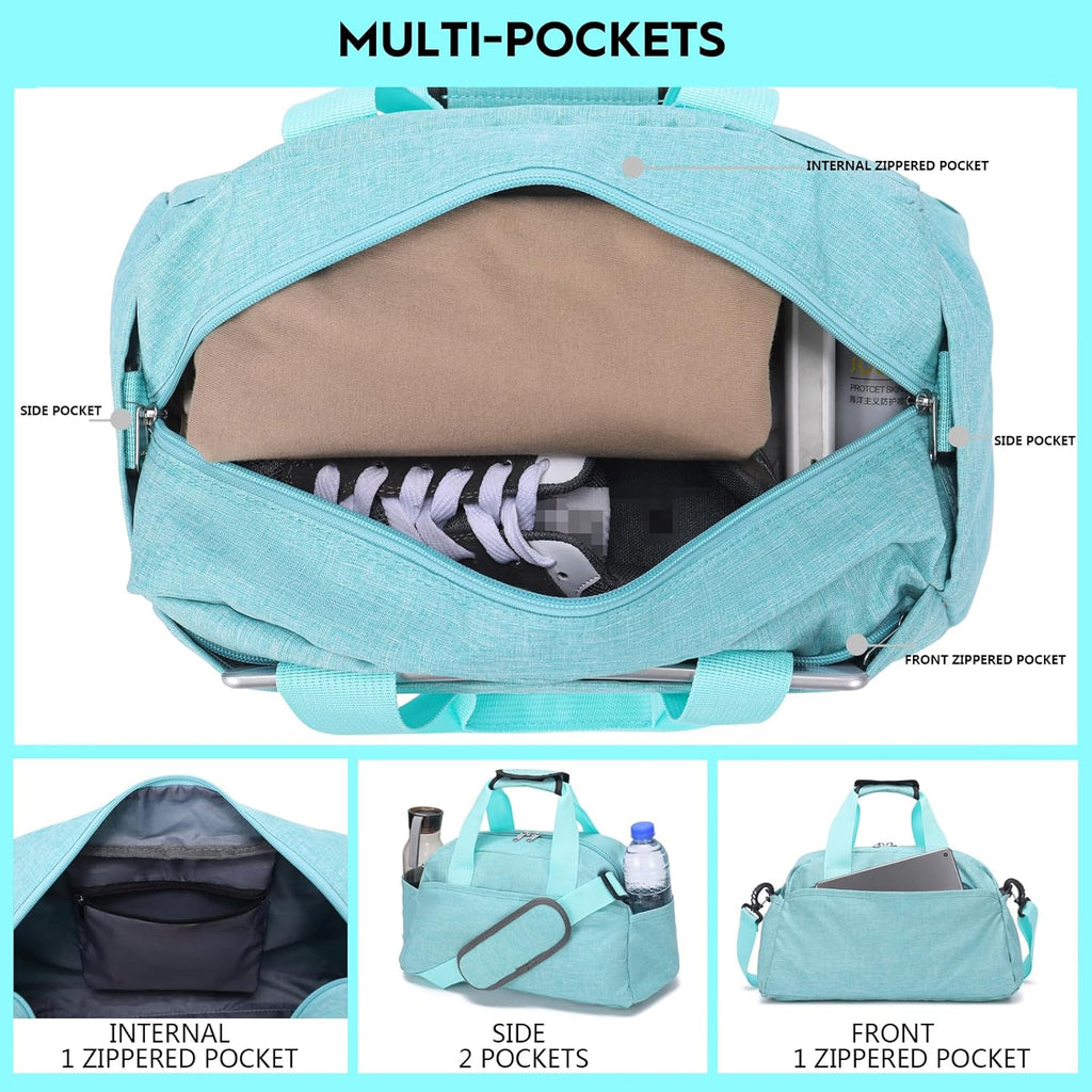 Skiennix 14-Inch Mini Duffel Bag - Lightweight Gym Bag for Travel | Stylish Light Green Design