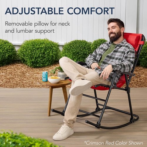 Best Choice Products Zero Gravity Rocking Chair - Folding Reclining Patio Lounge with Adjustable Pillow, Amethyst Purple