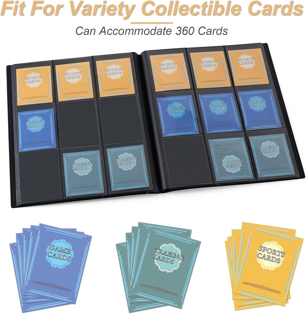 Skiennix Card Binder - 9 Pocket Storage Album for YuGiOh, MTG & TCG Cards | Sturdy Black Design