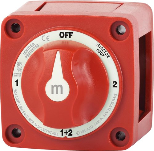 Blue Sea Systems 4-Position Mini Selector Battery Switch - Red, 6007 M-Series for Efficient Power Management