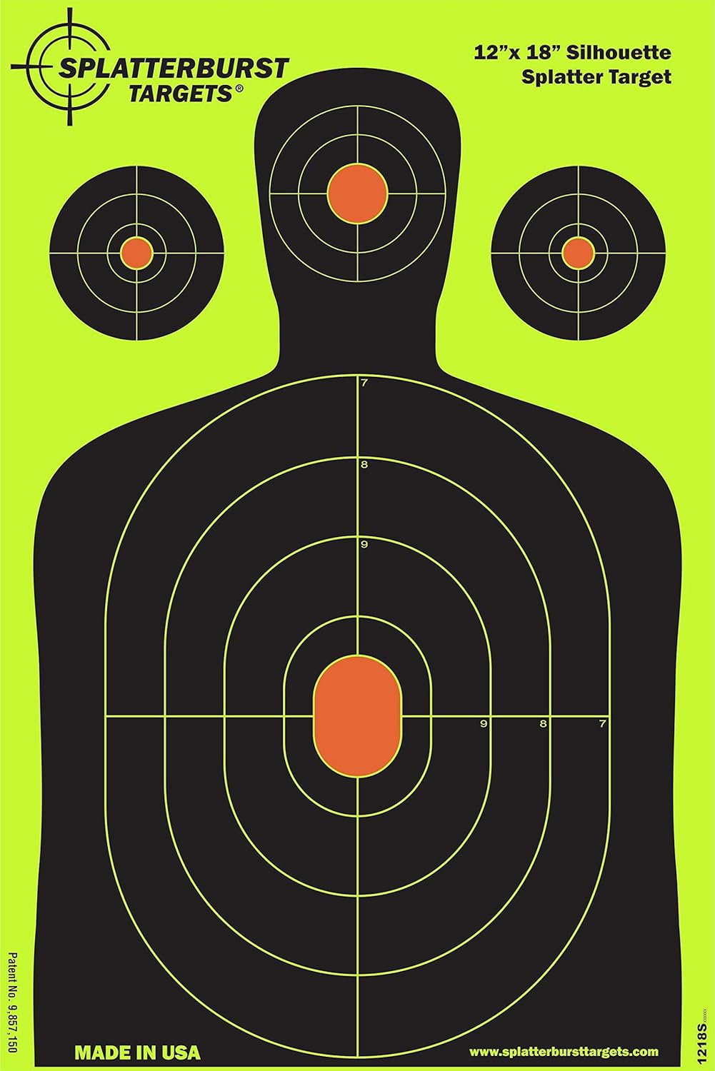Splatterburst Targets - Silhouette Splatter Target - Bright Fluorescent Yellow - 12 x 18 Inch - Made in USA