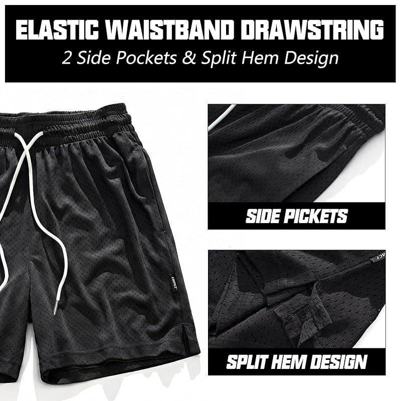 AIMPACT Men’s 7" Inseam Mesh Basketball Shorts - Black, Large
