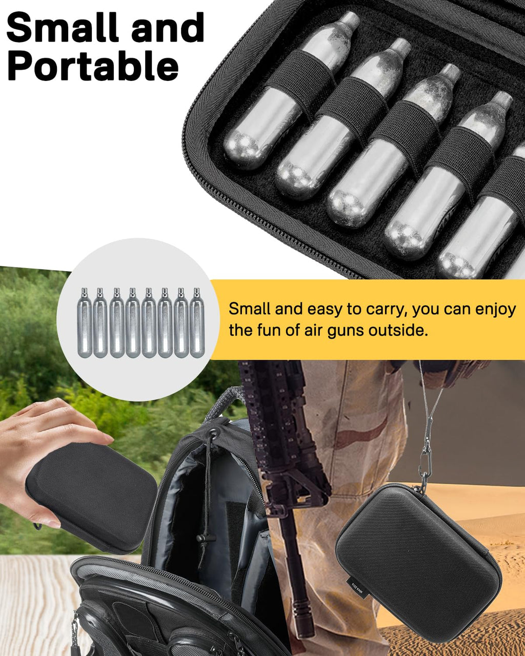 RAIACE CO2 Cartridges Storage Case Compatible with Crosman 丨Umarexss丨Leland 12-Gram 8-Gram Powerlet Cartridges, Protective Storage Travel Bag - Black