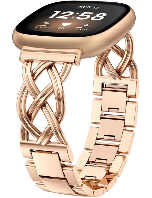 TOYOUTHS Metal Band Compatible with Fitbit Versa 4/Versa 3/Sense 2/Sense Bands Women, Celtic Stainless Steel Strap Dressy Bracelet Designer Pretty Wristband