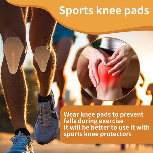 goduog Silicone Knee Pads,Adhesive Knee Brace KneePad for Skiing Skating,Snowboarding,Ateboarding,Roller Skating,Rollerblading,Dancing,Unisex,Skin,L