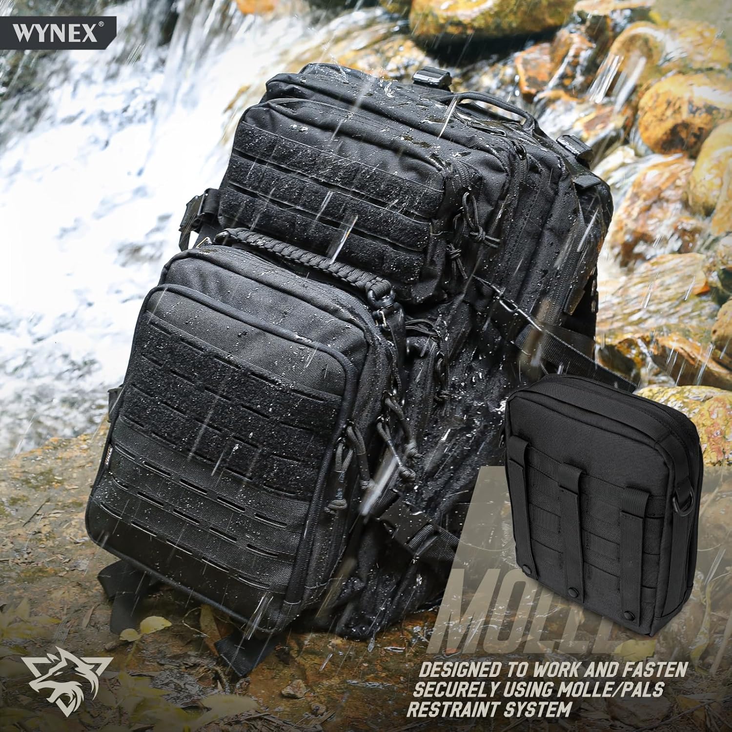 WYNEX Tactical Molle Admin Pouch - Large Capacity EDC Organizer with Double Layer Design & Elastic Webbing Panel