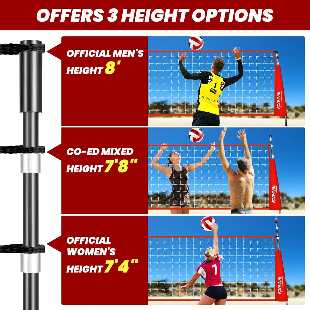 Skiennix Portable Volleyball Net - Adjustable Height Freestanding Set for Indoor/Outdoor Use - 12FT/20FT with Carry Bag
