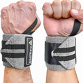 FIGHTECH Wrist Wraps for WeightLifting | 18 inch Professional Grade Lifting Wrist Wraps | Best for Powerlifting Competition, Strength Training, Bodybuilding (Gray, 18 Inch)