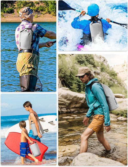 HEETA Waterproof Dry Bag - Lightweight Roll Top Storage Backpack with Emergency Whistle | 5L/10L/20L/30L/40L Options for Travel, Kayaking, Camping