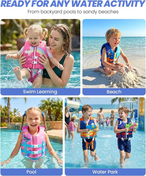 Gogokids Toddler Swim Vest - Buoyant Floaties for Kids 2-9 Years | Ideal for Pool & Beach Fun