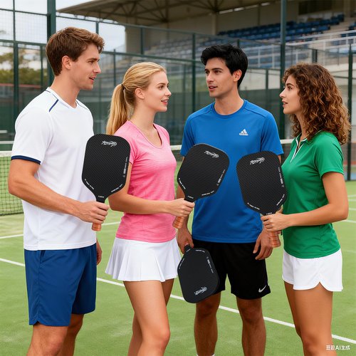 Amoswiz Pickleball Paddles Set of 4, 16MM Edgeless Pickle Ball Paddle with 4 Balls, Real 3K Carbon Surface for Spin & Control, Suit for Indoor & Outdoor Play