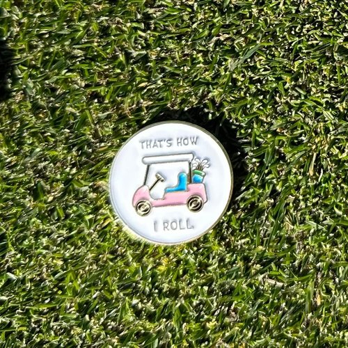 Birdie Girl That's How I Roll Women's with Pink Golf Cart Golf Ball Marker Hat Clip Best Golf Gifts for Women and Golf Accessories for Women, Magnetic Golf Ball Marker Hat Clip