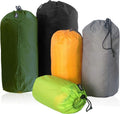 Frelaxy Stuff Sack Set - 5-Pack Ultralight Ditty Bags with Dust Flap for Travel & Hiking | Neon Green, Orange, Gray, Army Green, Black