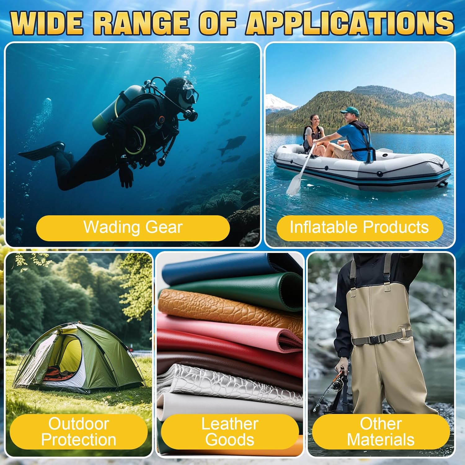 Wader Repair Kit - Transparent Repair Glue for Tears & Holes in Waders, Diving Suits & PVC Gear