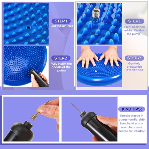 Meooeck 8pcs Hedgehog Balance Pods with Hand Pump Including 1 Balanced Pad, 3 Balance Pods, 4 Spiky Massage Balls for Body Balancing, Sensory Play for Kid Adult Dog Exercise Stability(Vivid Colors)