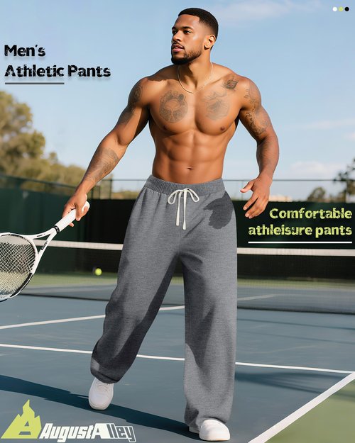 August Alley 3 Pack Big and Tall Men's Sweatpants Open Bottom Athletic Pants Drawstring Elastic Waist with Pockets(Mix Gray, Light Mix Gray, Black,X-Large)