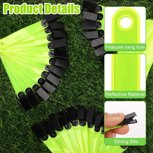 PEUTIER 36pcs Double-Sided Reflective Trail Markers for Trees Trail Marking Ribbon, Marking Tacks with Clips for Hunting Hiking Outdoor Sport Accessories (Fluorescent Yellow)