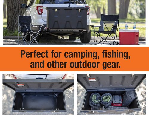 Buyers Products Poly Hitch Mounted Cargo Carrier - Waterproof Truck Bed Storage & Tool Box, 23x51x26