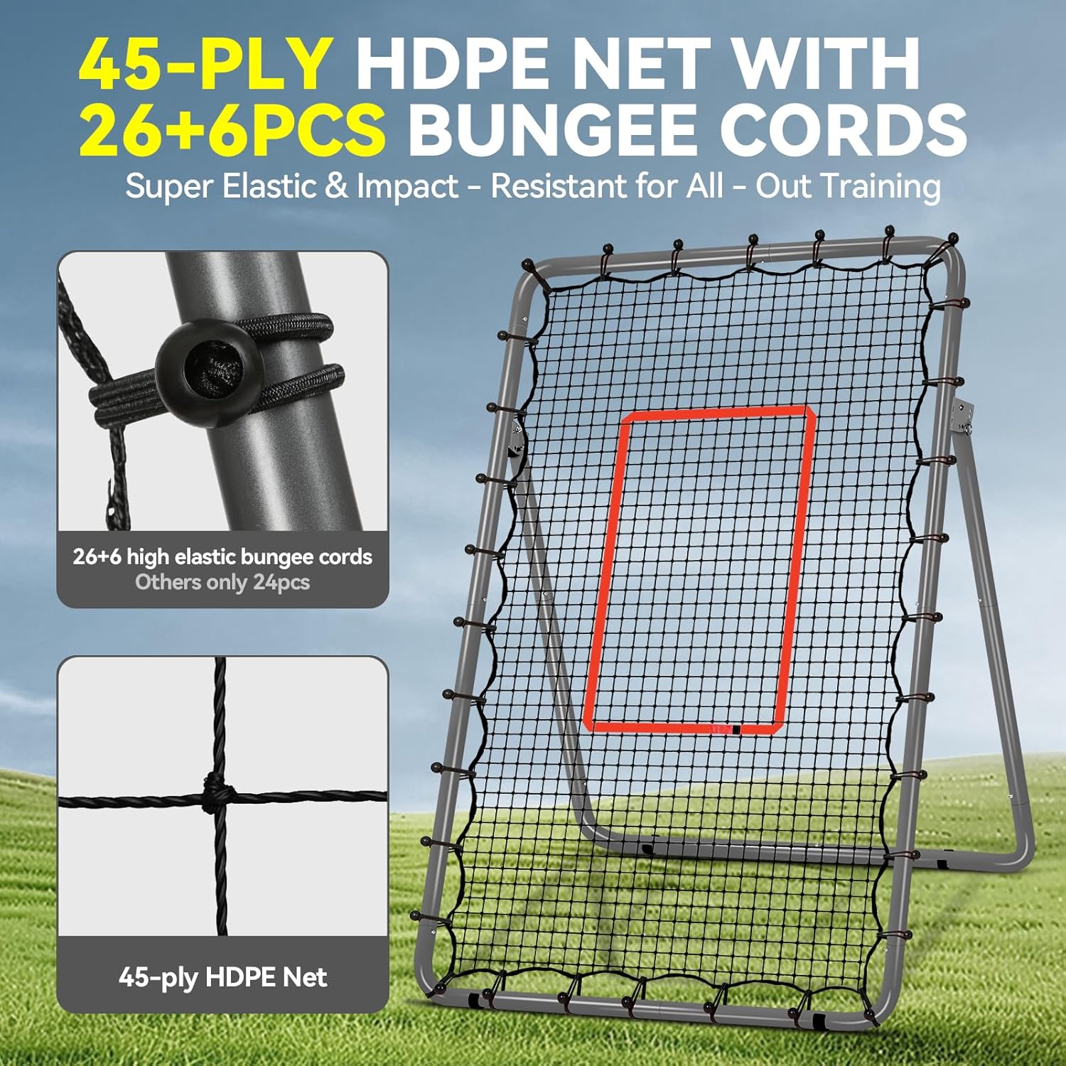 Skiennix Volleyball Rebounder Net - 6-Angle Adjustable 7x4ft Training Equipment for Bumping & Spiking