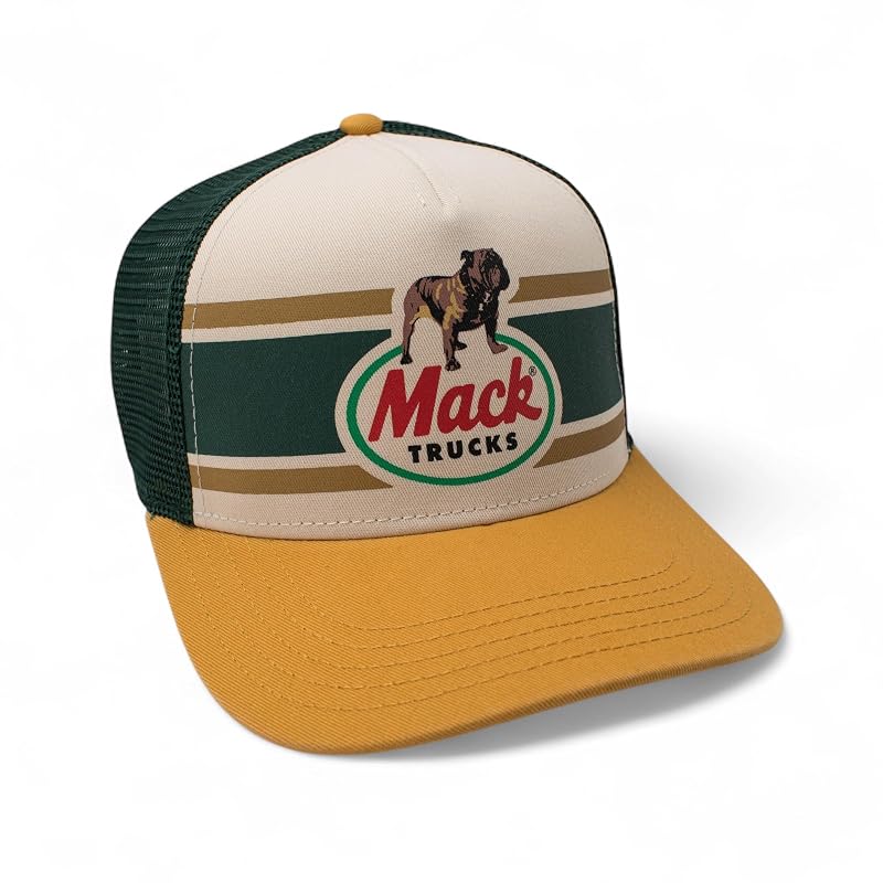 American Needle Mack Trucks Unisex Adjustable Snapback Trucker Hat - Sinclair (Ivory/Green/Yellow)