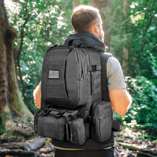 CVLIFE Tactical Backpack - 60L Military Rucksack with Detachable Molle System for Outdoor Adventures