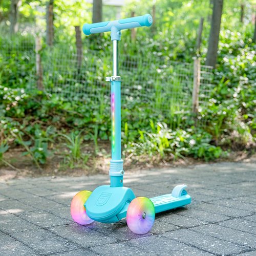 Jetson Bloom Go & Grow Kids 3-Wheel Light-Up Kick Scooter, Lights on Stem & Wheels, Adjustable Height Handlebar, Rear Brake, Easy-Folding Mechanism, Ages 3+, Blue, JBLOOM-BLU