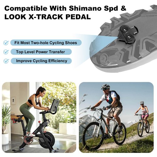 NAACOO Bike Cleats Compatible with Shimano SPD SM-SH51 Cleats - Spin Peloton Indoor Cycling Clips & Mountain MTB Bike Bicycle Cleat Set -4° Degree Float (SH51 - B)