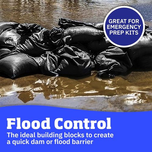 DURASACK Heavy Duty Sand Bags - UV Protected Woven Polypropylene | 50 lbs Capacity, 14x26 inches, Black, Pack of 10