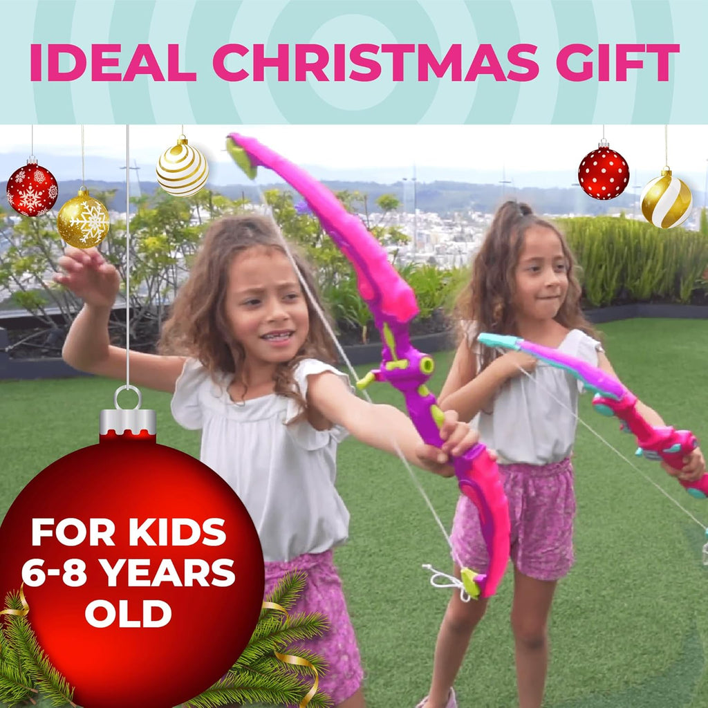 Toysery Kids Archery Set - LED Bow and Arrow Set for Ages 6-8, Includes 6 Arrows, Target & Quiver