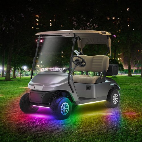 Roykaw Golf Cart LED Strip Lights, Underbody Neon Lighting Kit, Waterproof Led Light Strips Compatible with EZGO Club Car Yamaha, 12V - 80V Input, Million Colors, Music Sync, 4 PCS