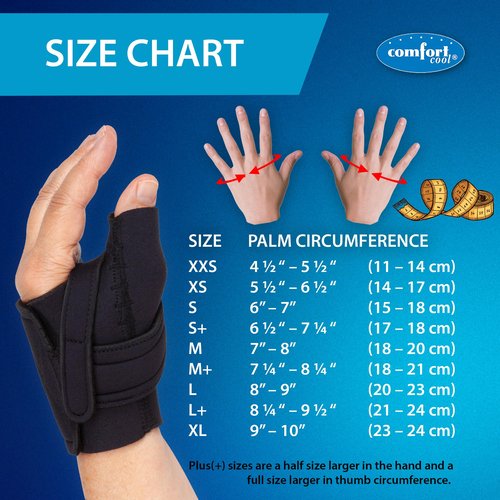 Comfort Cool Thumb CMC Restriction Splint, Provides Direct Support For The Thumb CMC Joint While Allowing Full Finger Function, Right Hand, Medium Plus