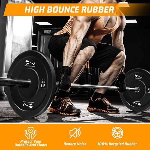 GarveeLife Weight Plates Set, 2 in Universal Fit, Olympic Bumper Plates With Steel Insert for Strength Training, Rubber Weight Plates for Barbell Home Gym, 35 LBS*2