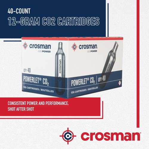 Crosman 40-Count 12-Gram CO2 Cartridges For Air Rifles And Air Pistols 23140-N, Packaging May Vary