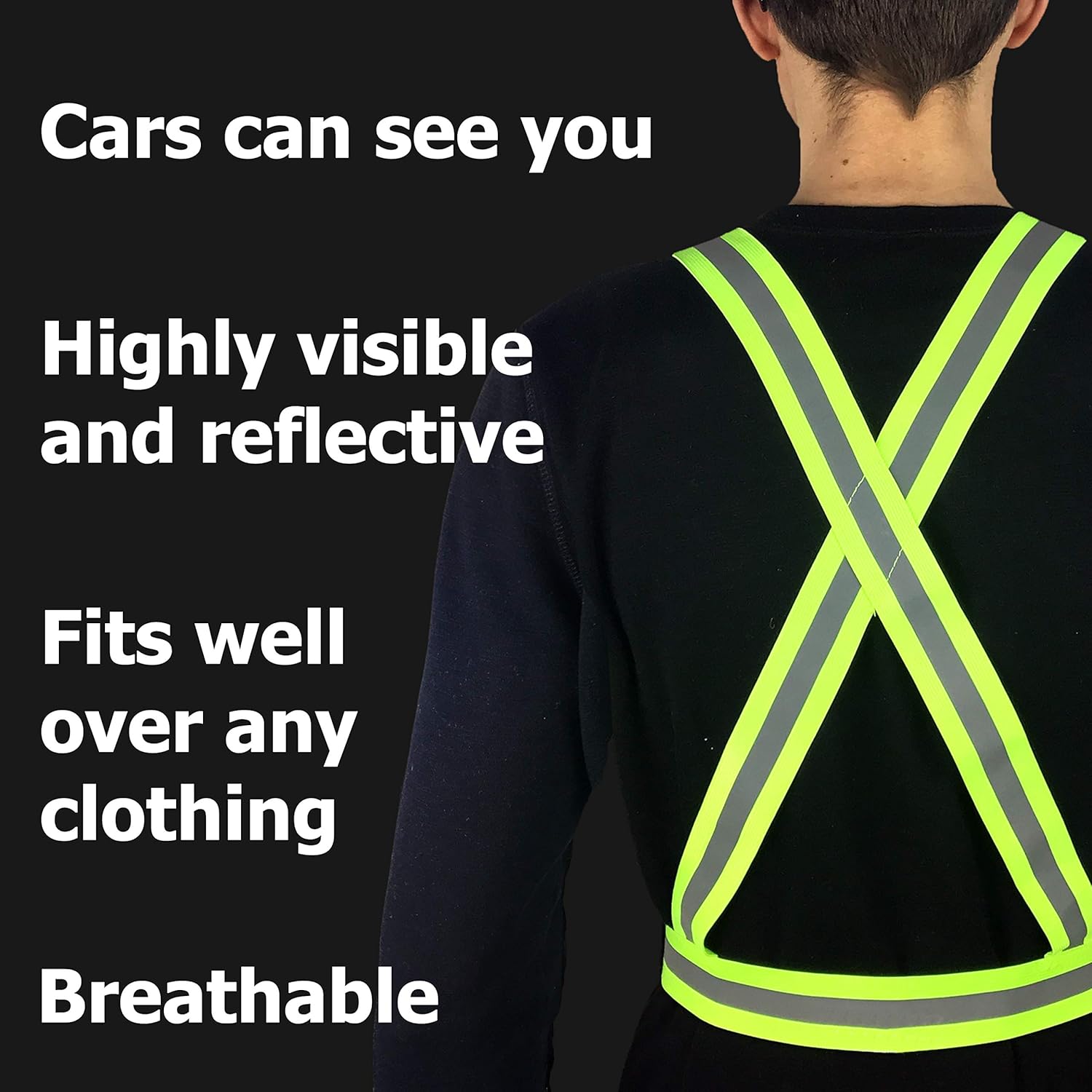 Skiennix Reflective Running Vest - Fully Adjustable Safety Straps for Men & Women | Hi-Vis Design