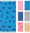Genovega Oversized Cotton Beach Towel - Lightweight, Quick-Dry, Sandless | 72"x36" Blue Whale Design