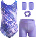 Regine Switzerland 5-Piece Gymnastics Leotard Set for Girls - Includes Shorts, Scrunchie & Wristbands