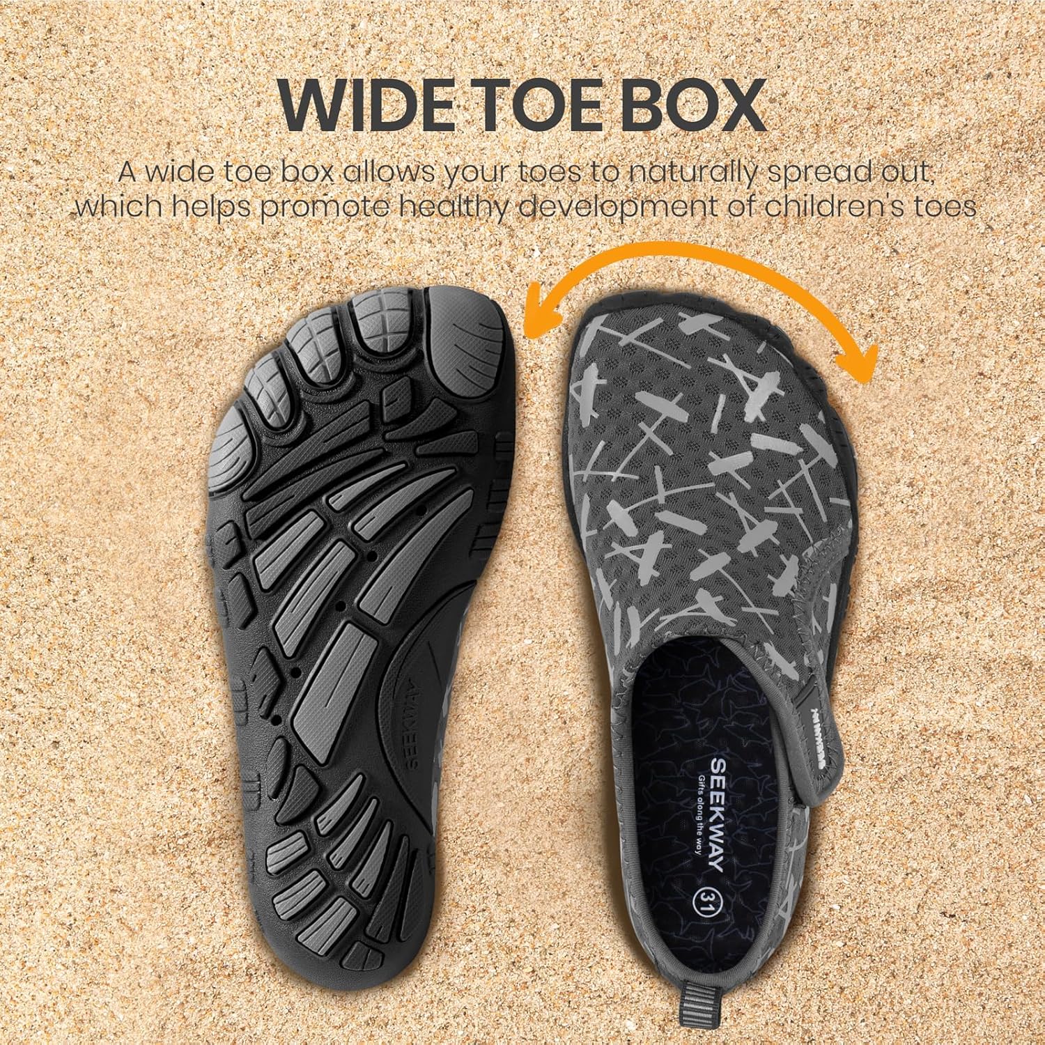 SEEKWAY Barefoot Water Shoes for Kids - Quick-Dry Non-Slip Sand Shoes for Hiking & Swimming | Toddler Sizes