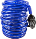 DocksLocks Weatherproof Coiled Security Cable Lock - 5ft to 25ft Lengths | Resettable Combination for Anti-Theft Protection on Kayaks, Bikes, and More
