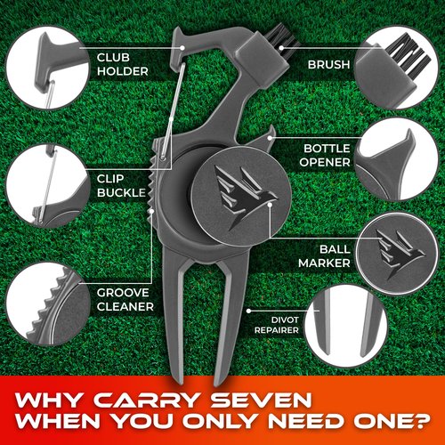 SWIFTEE Premium Golf Gift Set - The Signature 7-in-1 Multi-Tool for Golfers + Complete Accessory Pack (Tees, Ball Marker, Hat Clip, Pouch Towel) - Perfect Golf Gift (Matte Black)