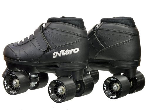 Epic Skates Super Nitro Indoor/Outdoor Quad Speed Roller Skates, Adult 7 , Black