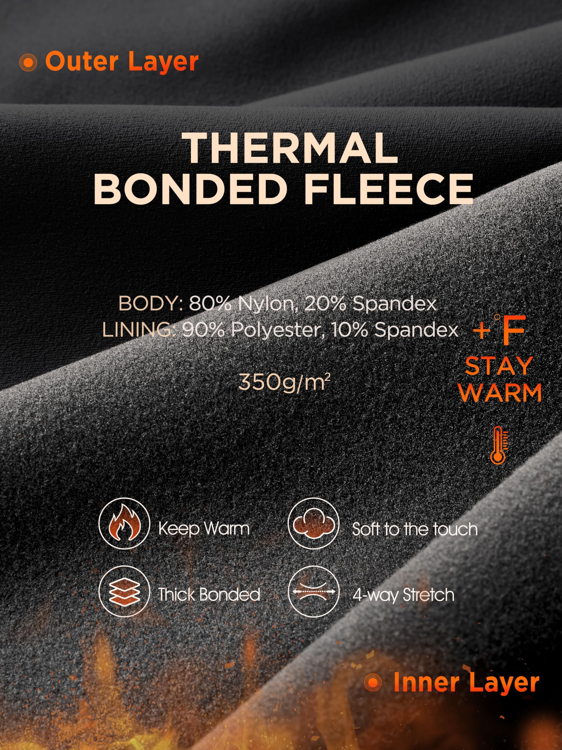ODODOS Women's Thermal Bonded Fleece Lined 7/8 Leggings - Thick Warm Winter Running Tights 25" High Waisted Yoga Pants with Back Pocket, Black, Small