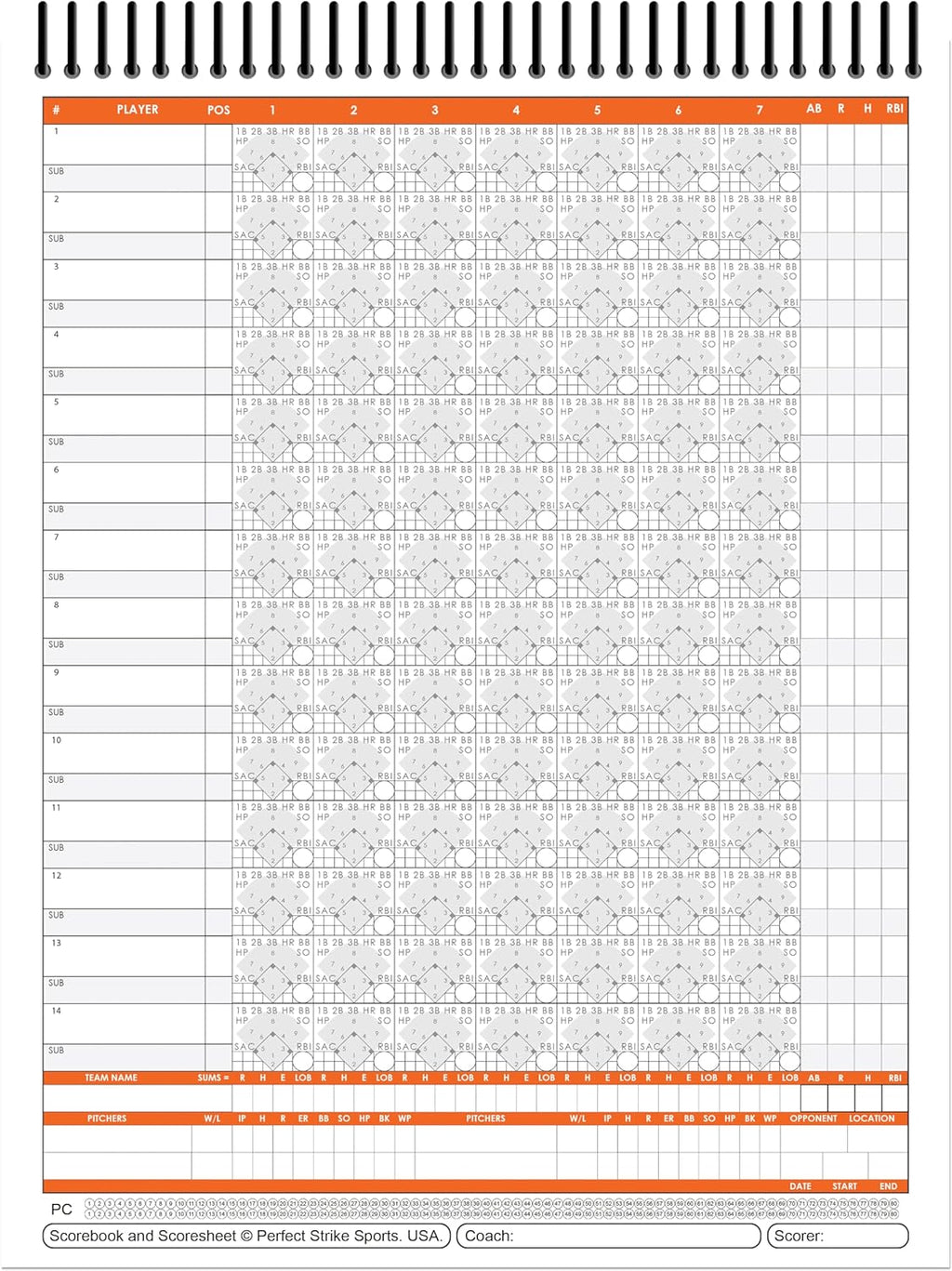 Perfect Strike Softball Scorebook - Heavy Duty with Rules & Scoring Instructions | Youth & Adult Use