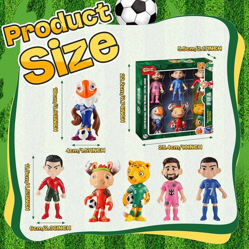 2026 World Cup Collectible Figure Set by [Brand Name] - 6 PCS PVC Star Players & Mascots | 4 Inch Souvenir Gift